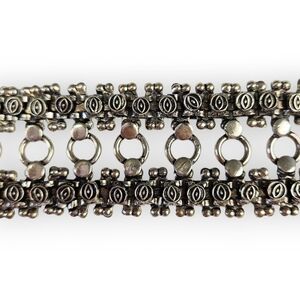 Evil Eye Wide Chain Bracelet Luck Ornate Antiqued Silver Tone Ladder Link 8"